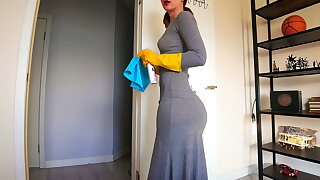 Step Mom accidentally caught Step Son with boner while morning cleaning