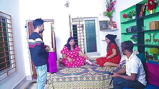 Two Desi & Horny Bhabhi StarSudipa & Mampi Fuck Two Delivery Boy when their Husband Not at Home (Hindi Audio)