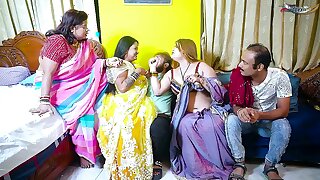 Desi Mallu Three Bhabhi Hardcore Gangbang Sex With Her Two Debar (Hindi Audio)