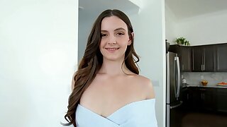 Small tits teen stepsister Serena Hill teasing big cock stepbro