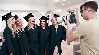 MOMMY'S BOY - Excited Graduating MILFs REVERSE GANGBANG Their Photographer To Celebrate The Occasion