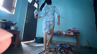 Brother sucked his stepsisters's girl when uncle was not at home