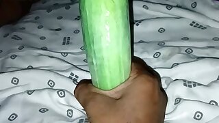 Desi sister-in-law put whole cucumber in