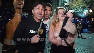 Girls showing boobs in public to normal people