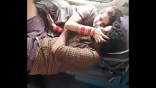 Indian couples romance in public train