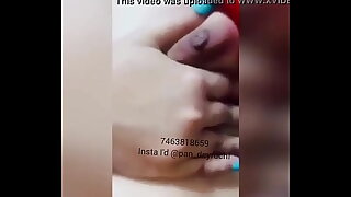 Indian girl pressing her boobs