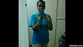 Big Boobs Tamil Indian Maid Horny Lily In Bathroom Changing Bra and Panty Fingering Pussy