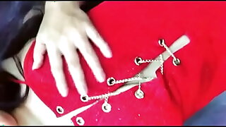 Cute Indian College Girl Neha in Red Dress press her Boobs and rub her pussy ( Hindi Non Veg Jokes )