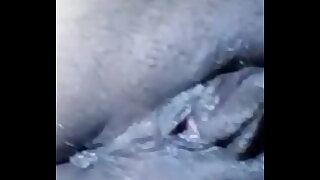Girlfriend showing her big pussy lip to stranger